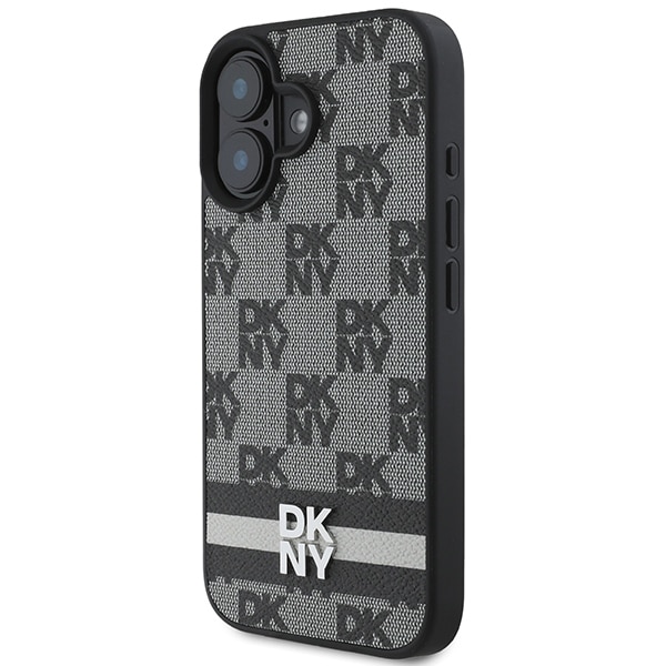 DKNY Checkered Pattern & Printed Stripes - θήκη για Apple iPhone 16 - Μαύρο - Image 2