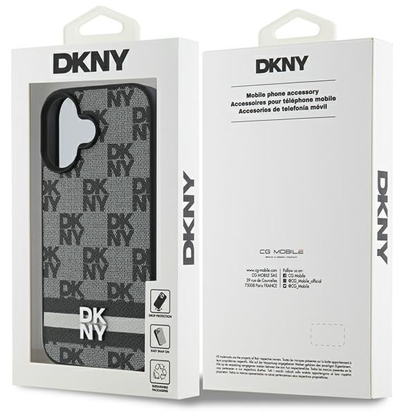 DKNY Checkered Pattern & Printed Stripes - θήκη για Apple iPhone 16 - Μαύρο - Image 8