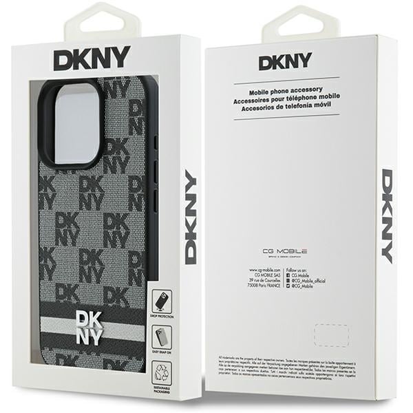 DKNY Checkered Pattern & Printed Stripes - θήκη για Apple iPhone 16 Pro Max - Μαύρο - Image 8