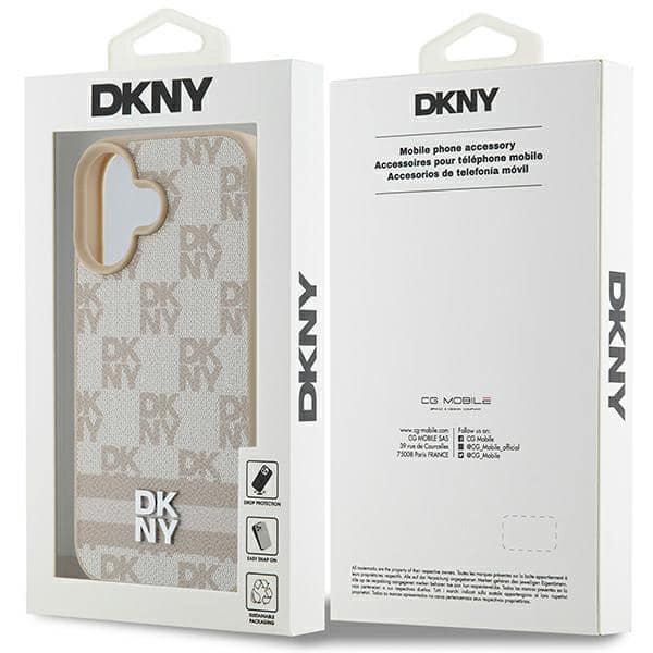 DKNY Checkered Pattern & Printed Stripes - θήκη για Apple iPhone 16 - Ροζ - Image 8