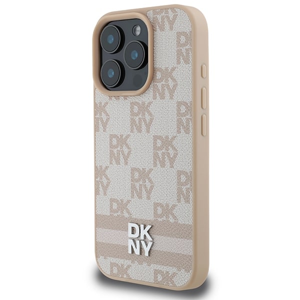 DKNY Checkered Pattern & Printed Stripes - θήκη για Apple iPhone 16 Pro - Ροζ - Image 2