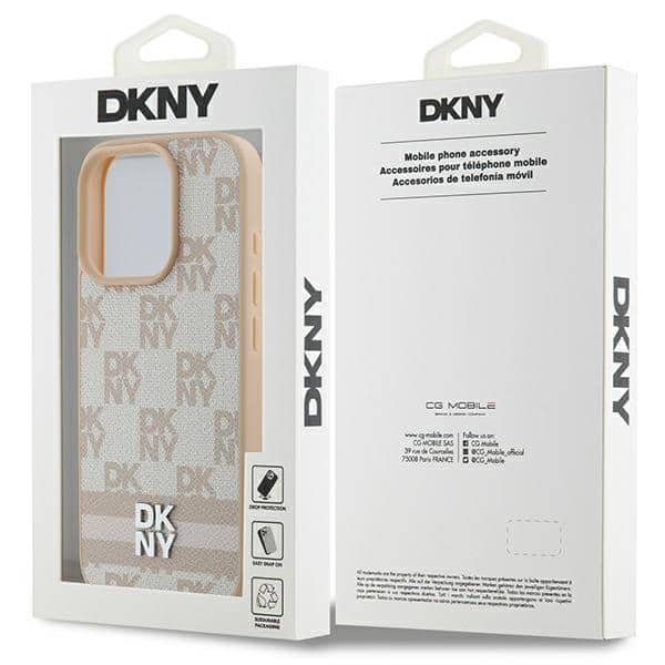 DKNY Checkered Pattern & Printed Stripes - θήκη για Apple iPhone 16 Pro - Ροζ - Image 8