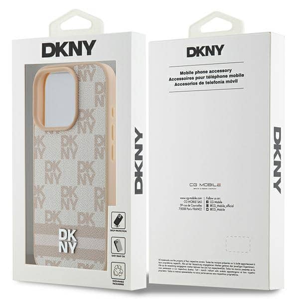 DKNY Checkered Pattern & Printed Stripes - Apple iPhone 16 Pro Max - Ροζ - Image 8