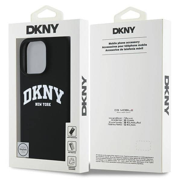 DKNY Liquid Silicone White Printed Logo MagSafe - θήκη για Apple iPhone 16 Pro - Μαύρο - Image 8