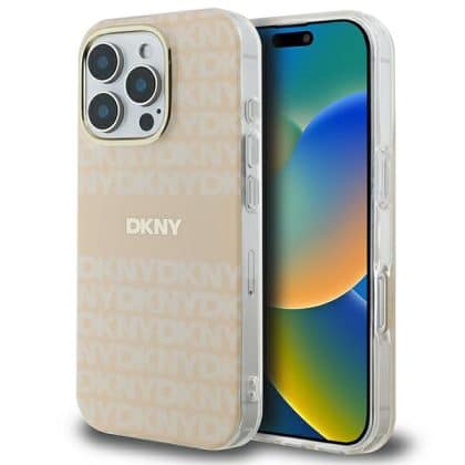 DKNY Repeat Texture Pattern With Stripe - θήκη για Apple iPhone 16 Pro - Ροζ