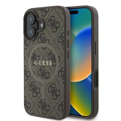 Guess 4G Ring Classic Logo MagSafe - θήκη για Apple iPhone 16 Plus - Καφέ