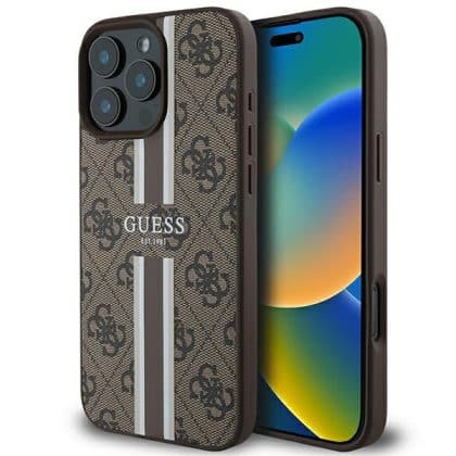 Guess Printed Stripes MagSafe - θήκη για Apple iPhone 16 Pro Max - Καφέ