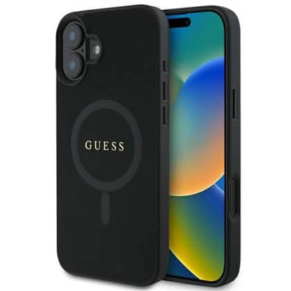 Guess Saffiano Classic Logo MagSafe - θήκη για Apple iPhone 16 Plus - Μαύρο