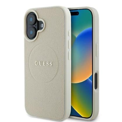 Guess Grained Ring MagSafe - θήκη για Apple iPhone 16 - Μπεζ