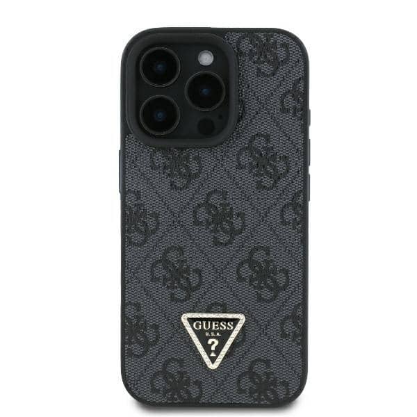Guess Leather 4G Triangle Strass - θήκη για Apple iPhone 16 Pro Max - Μαύρο - Image 3