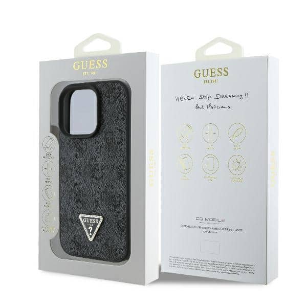 Guess Leather 4G Triangle Strass - θήκη για Apple iPhone 16 Pro Max - Μαύρο - Image 8
