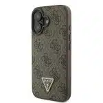 Guess Leather 4G Triangle Strass - Apple iPhone 16 - Καφέ - Image 2