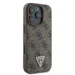 Guess Leather 4G Triangle Strass - θήκη για Apple iPhone 16 Pro - Καφέ - Image 4