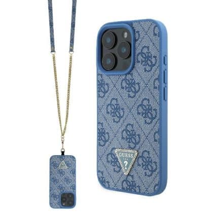 Guess Metal Logo Strass Crossbody - θήκη για Apple iPhone 16 Pro - Μπλε