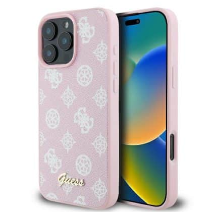 Guess Peony Script Logo MagSafe - θήκη για Apple iPhone 16 Pro - Ροζ