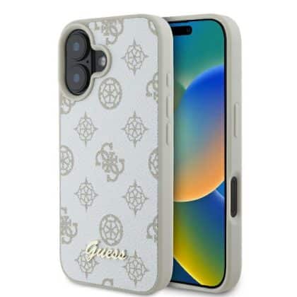 Guess Peony Script Logo MagSafe - θήκη για Apple iPhone 16 - Λευκό