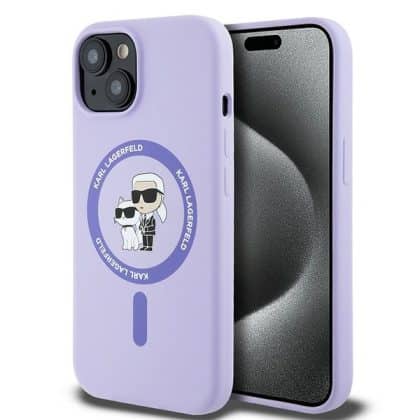 Karl Lagerfeld Silicone KC Heads Ring MagSafe - θήκη για Apple iPhone 15 - Μωβ