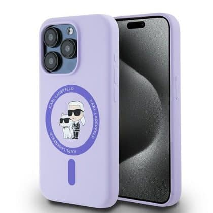 Karl Lagerfeld Silicone KC Heads Ring MagSafe - θήκη για Apple iPhone 15 Pro - Μωβ