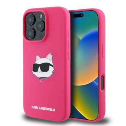 Karl Lagerfeld Choupette Head - θήκη για Apple iPhone 16 Pro Max - Φουξία