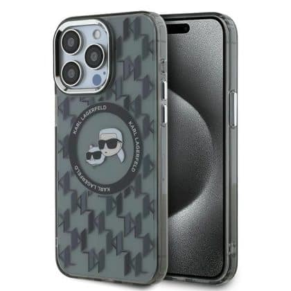 Karl Lagerfeld IML Monogram Karl&Choupette Head MagSafe - θήκη για Apple iPhone 15 Pro Max - Μαύρο