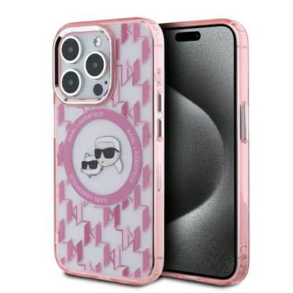 Karl Lagerfeld IML Monogram Karl&Choupette Head MagSafe - θήκη για Apple iPhone 15 Pro Max - Ροζ