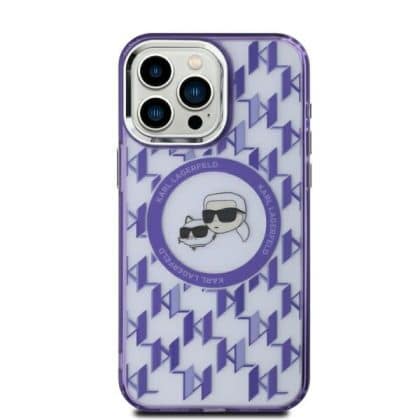 Karl Lagerfeld IML Monogram Karl&Choupette Head MagSafe - θήκη για Apple iPhone 15 - Μωβ