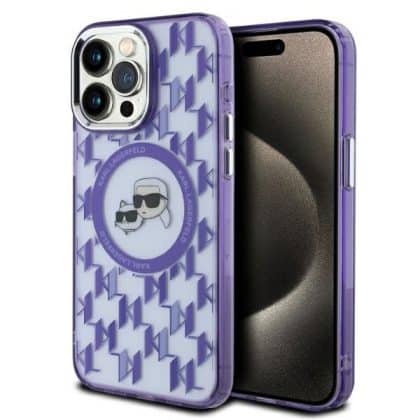 Karl Lagerfeld IML Monogram Karl&Choupette Head MagSafe - θήκη για Apple iPhone 15 Pro Max - Μωβ