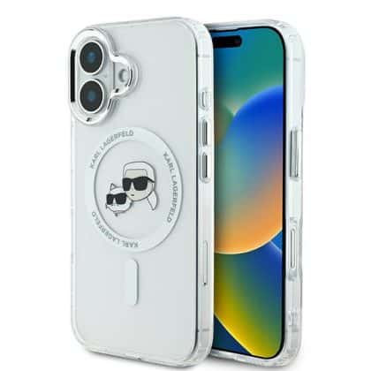 Karl Lagerfeld IML Metal Karl&Choupette Head MagSafe - θήκη για Apple iPhone 16 - Λευκό