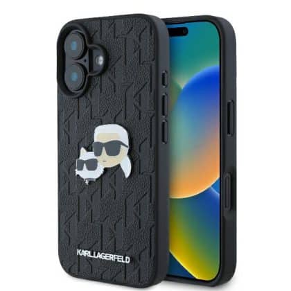 Karl Lagerfeld Monogram Karl&Chaoupette Head Pin - θήκη για Apple iPhone 16 - Μαύρο