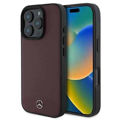 Mercedes Textured And Plain Leather MagSafe - θήκη για Apple iPhone 16 Pro Max - Κόκκινο
