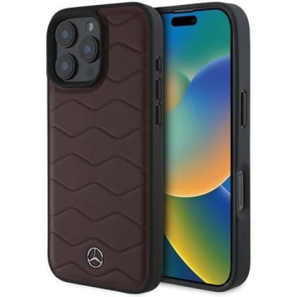 Mercedes MB Waves Leather - θήκη για Apple iPhone 16 Pro Max - Κόκκινο