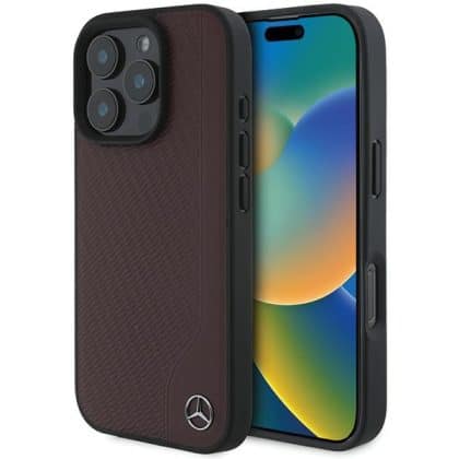 Mercedes Wood Imitation Leather MagSafe - θήκη για Apple iPhone 16 Pro - Κόκκινο