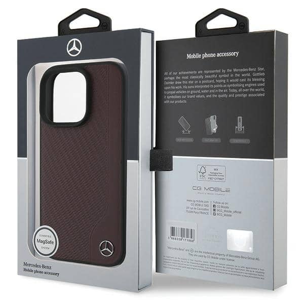 Mercedes Wood Imitation Leather MagSafe - θήκη για Apple iPhone 16 Pro - Κόκκινο - Image 8