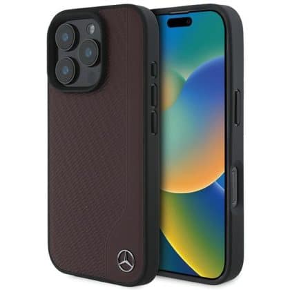 Mercedes Wood Imitation Leather MagSafe - θήκη για Apple iPhone 16 Pro Max - Κόκκινο