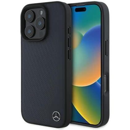 Mercedes Wood Imitation Leather MagSafe - θήκη για Apple iPhone 16 Pro Max - Μπλε