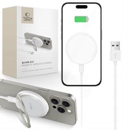Tech-Protect ασύρματος φορτιστής MagSafe 15W A33 μαγνητικός λευκός