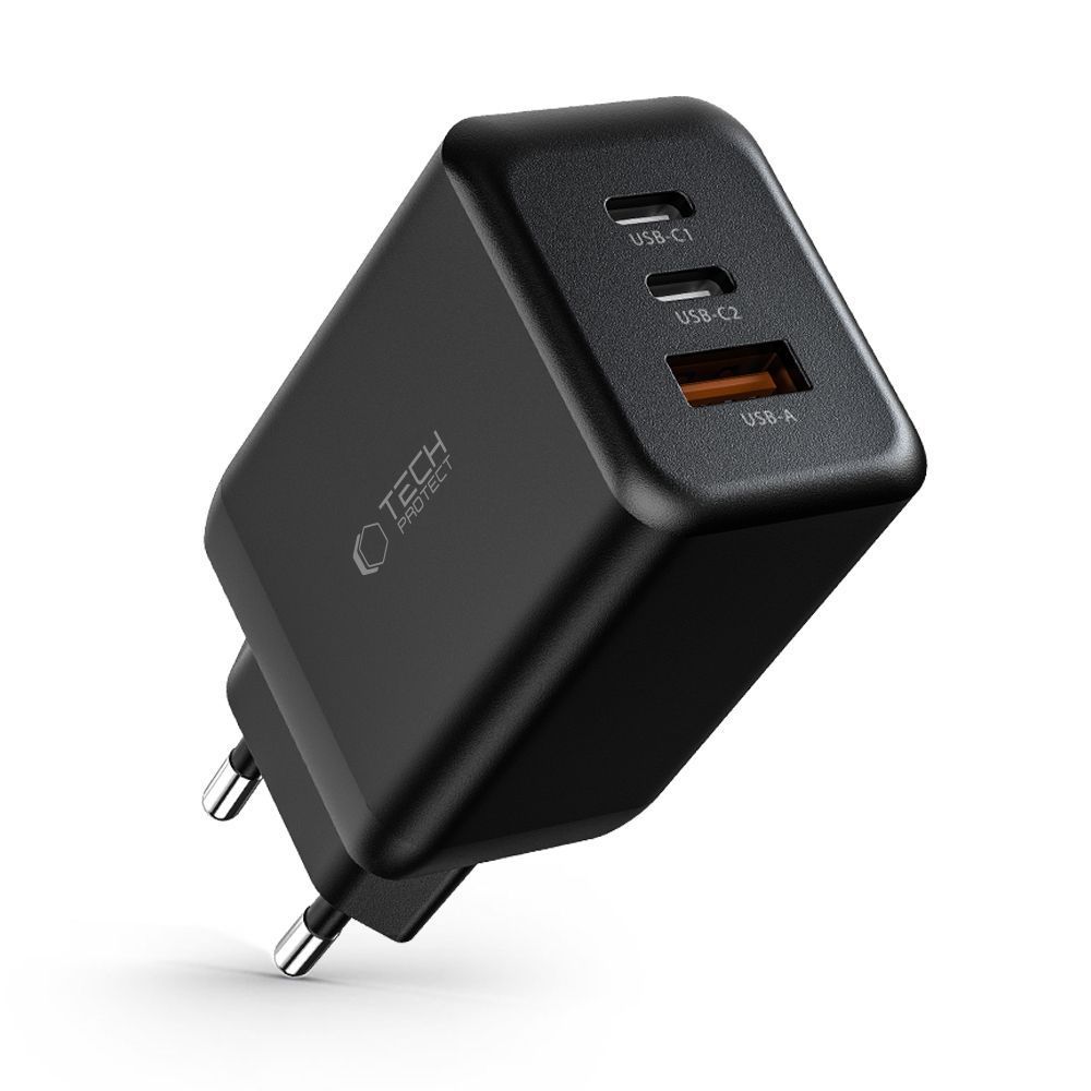 Tech-Protect C65W φορτιστής 3 θυρών PD65W/QC3.0 μαύρος - Image 2