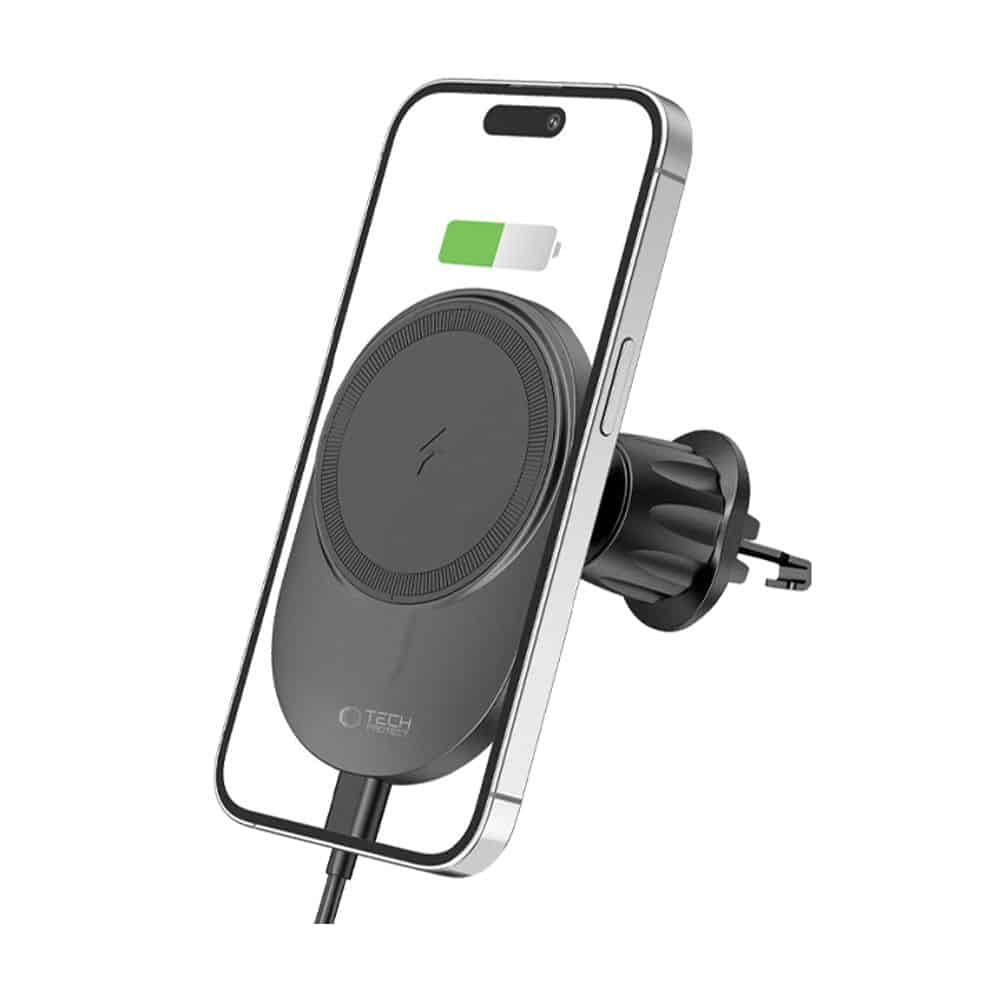 Tech-Protect MM15W-V1 μαγνητική Magsafe βάση αεραγωγού αυτοκινήτου- ασύρματος φορτιστής 15W μαύρος - Image 2