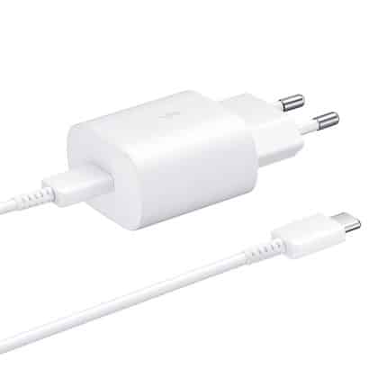 Samsung - Αυθεντικός Φορτιστής Τοίχου (EP-TA800W) - Type-C Γρήγορη Φόρτιση, PD 25W + Καλώδιο Type-C 3A - Λευκό (Χονδρική Συσκευασία)