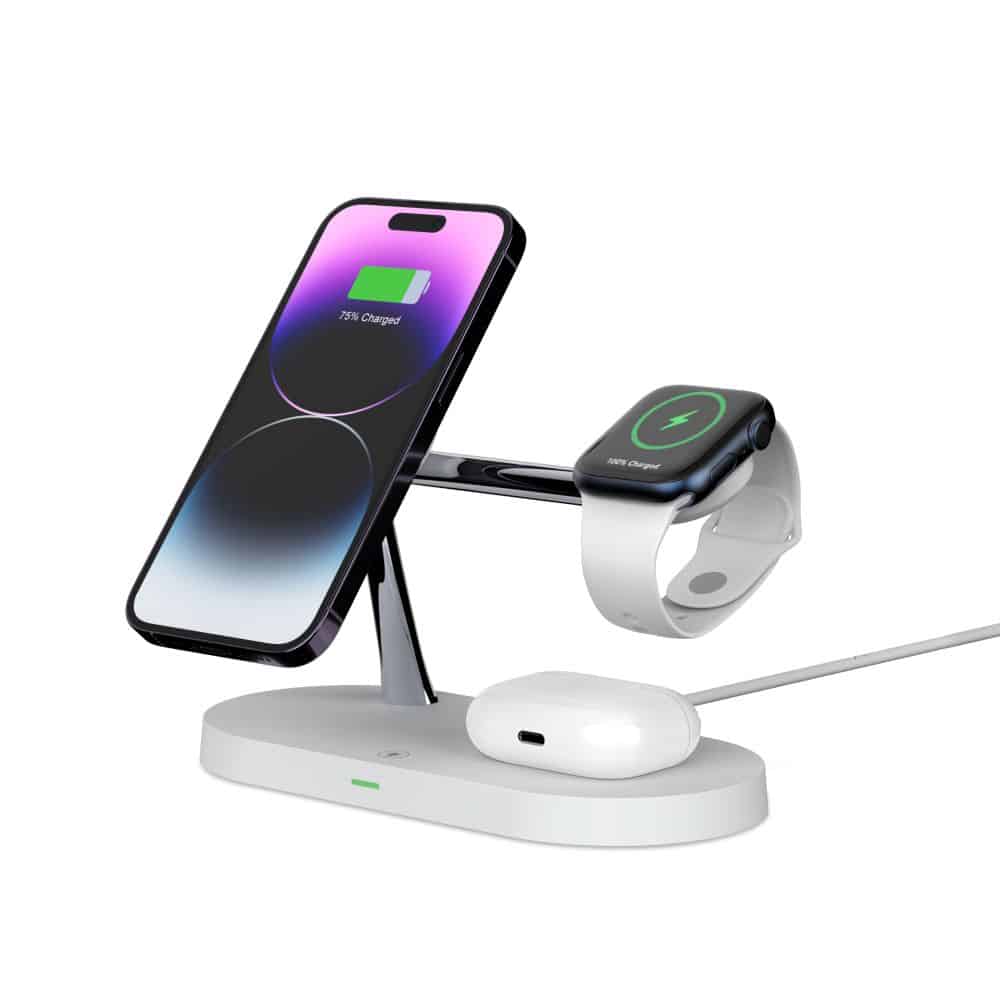 Tech-Protect A12 3in1 μαγνητικός MagSafe ασύρματος φορτιστής λευκός - Image 2
