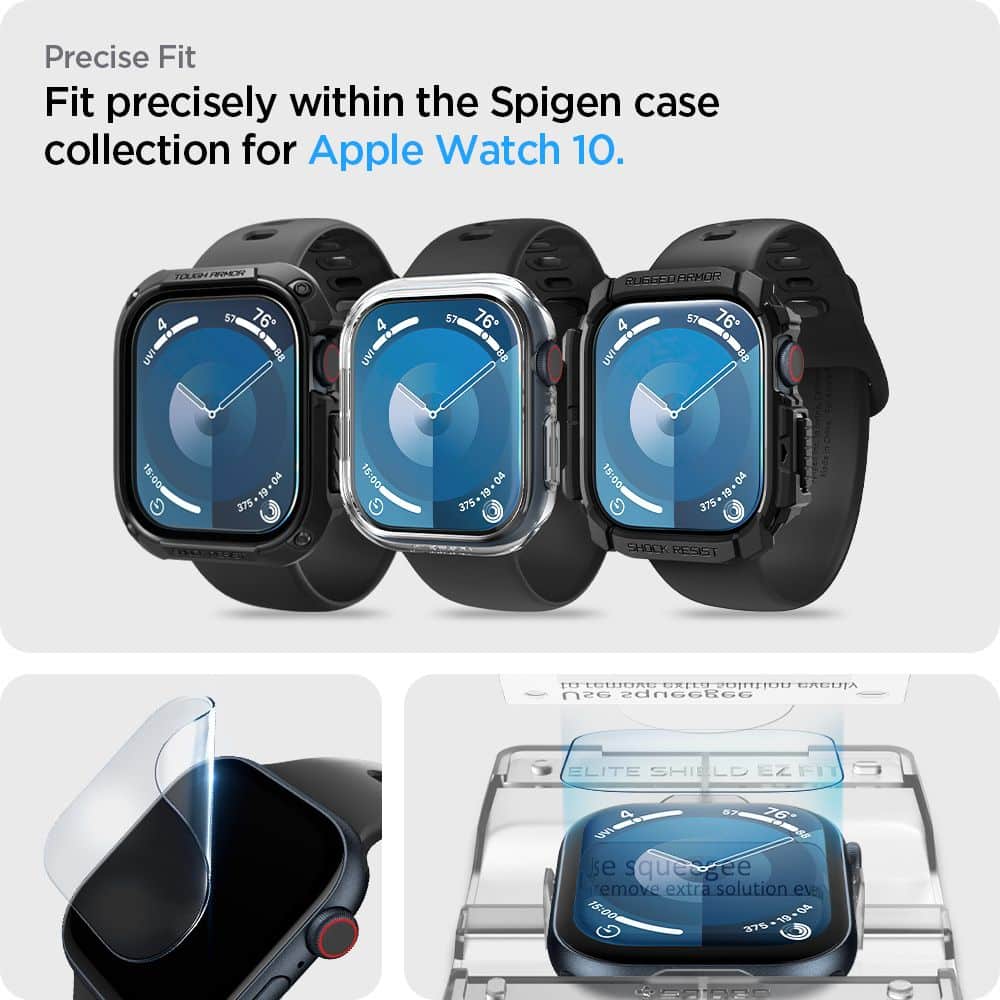 Spigen υβριδικό γυαλί Elite Shield "EZ Fit" 2-pack Apple Watch 10 (42 mm) διαφανές - Image 12