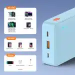 Baseus - Power Bank Airpow (P10022804313-00) - USB, Type-C, Micro-USB, 20W, 20000mAh - Γαλάζιο Γαλαξία - Image 5
