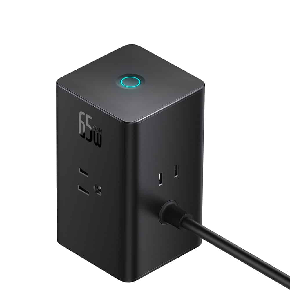 Baseus - Φορτιστής Τοίχου PowerCombo Digital PowerStrip (PSLR000101) - 3 x AC, USB, Type-C με καλώδιο Type-C, 65W - Μαύρο - Image 4