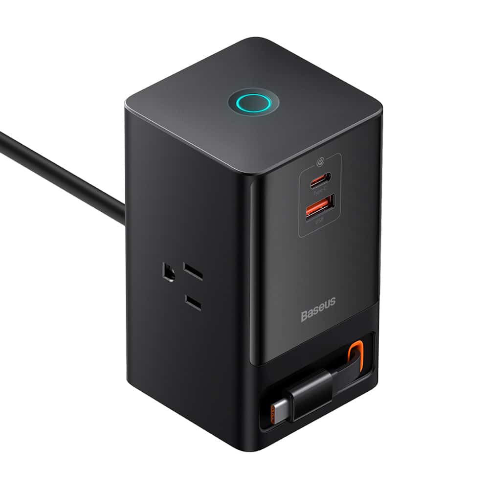 Baseus - Φορτιστής Τοίχου PowerCombo Digital PowerStrip (PSLR000101) - 3 x AC, USB, Type-C με καλώδιο Type-C, 65W - Μαύρο - Image 3