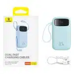 Baseus - Power bank Qpow Pro+ (P10055003313-00) - Lightning, 2x Type-C, USB, 22.5W, 10000mAh, καλώδιο Type-C, 30cm - μπλε - Image 7