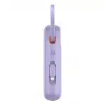 Baseus - Power Bank Qpow Pro+ (P10055003513-00) - Lightning, 2x Type-C, USB, 22.5W, 10000mAh, Καλώδιο Type-C, 30cm - Μωβ - Image 5