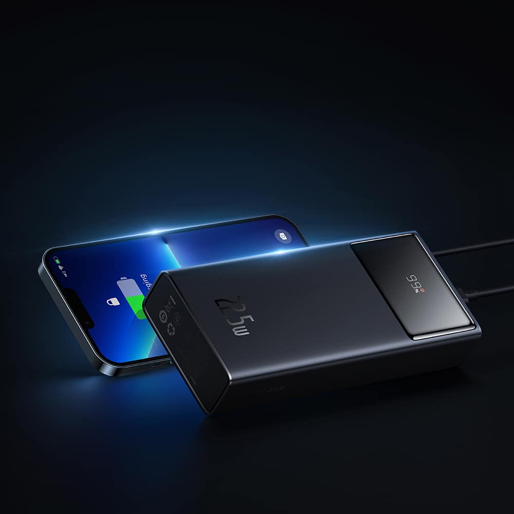 Baseus - Power Bank Star-Lord (PPXJ080001) - 2x USB, Type-C, Micro-USB, 22.5W, 20000mAh, καλώδιο Type-C, 3A, 30cm - μαύρο - Image 6