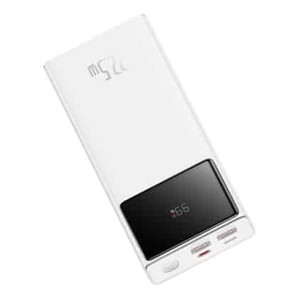 Baseus - Power Bank Star-Lord (PPXJ080002) - 2x USB, Type-C, Micro-USB, 22.5W, 20000mAh, Καλώδιο Type-C, 3A, 30cm - Λευκό