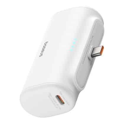 Baseus - Power Bank (P10068306213-00) - Type-C, Συμπαγής Σχεδίαση, 20W, 5000mAh, με Καλώδιο Type-C - Λευκό
