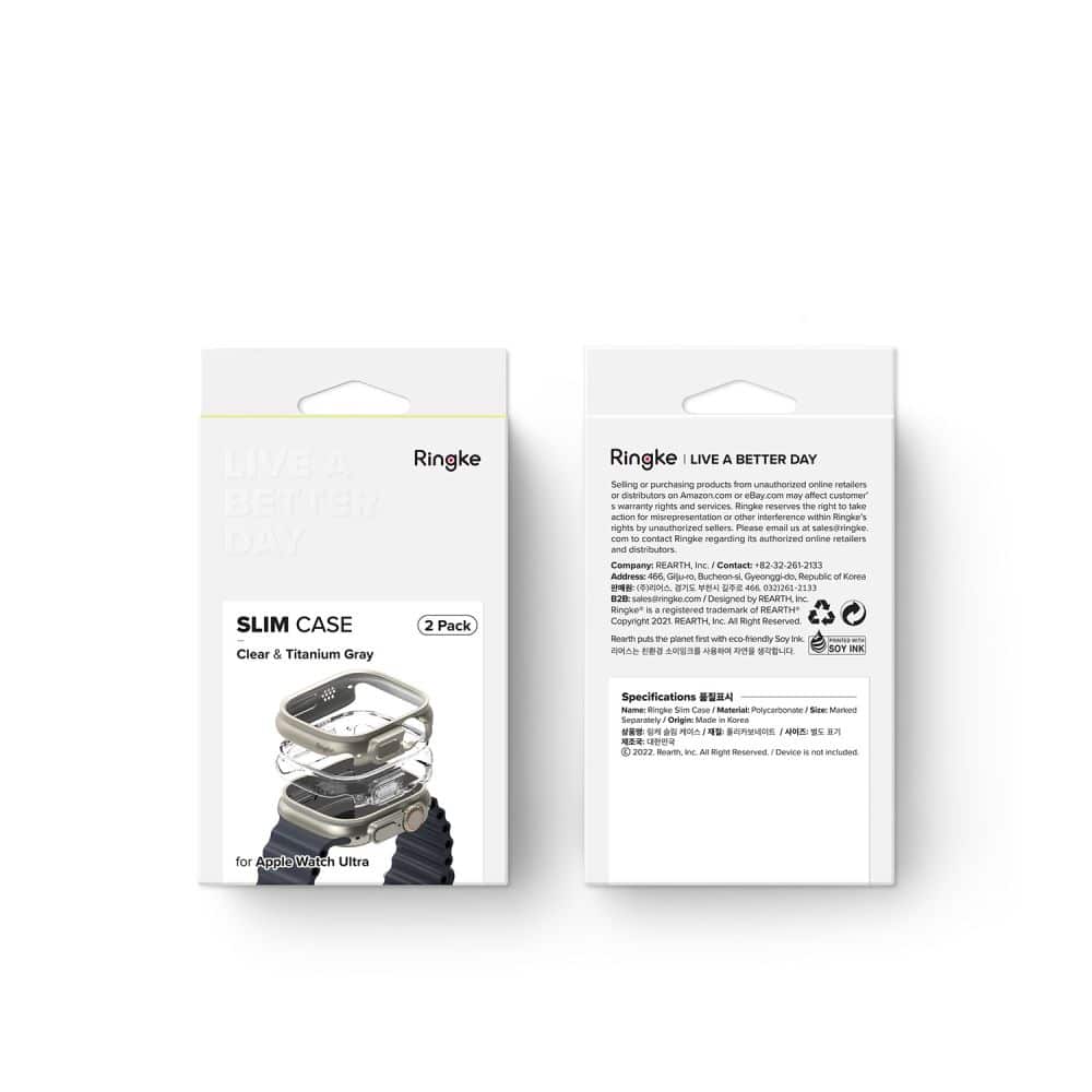 RINGKE Slim 2-pack Apple Watch Ultra 1 / 2 (49 mm) διαφανές & τιτάνιο γκρι - Image 12